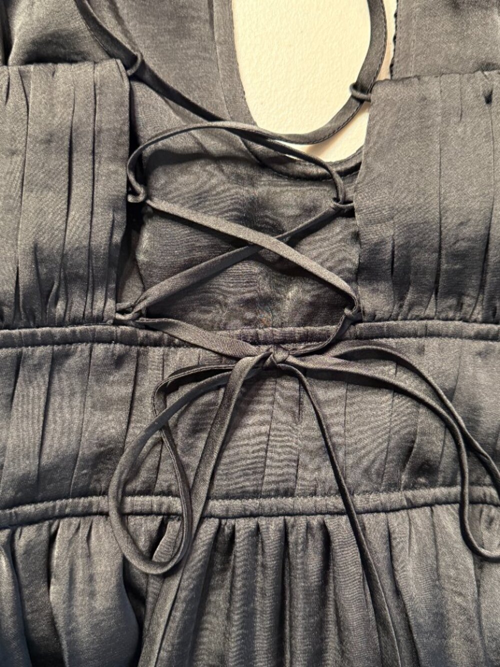 Boden Ruched Bust Satin Maxi Dress Women's 4P Petite Black Formal Cocktail Party - Picture 14 of 16